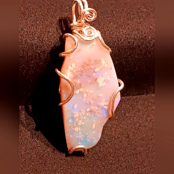 Huge Australian Opal Pendant Sterling Silver - Picture 9 of 16